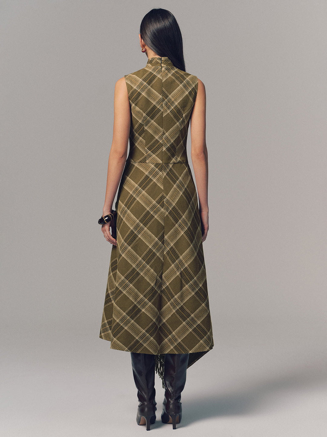 Valantomode | Chic Plaid Fringe Cotton Maxi Dress for Effortless Style
