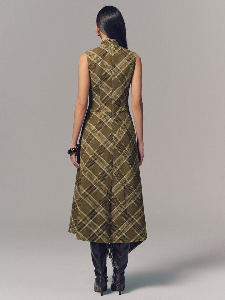 Valantomode | Chic Plaid Fringe Cotton Maxi Dress for Effortless Style