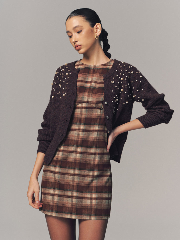 Valantomode | Chic Sleeveless Fitted Plaid Mini Dress for Effortless Style