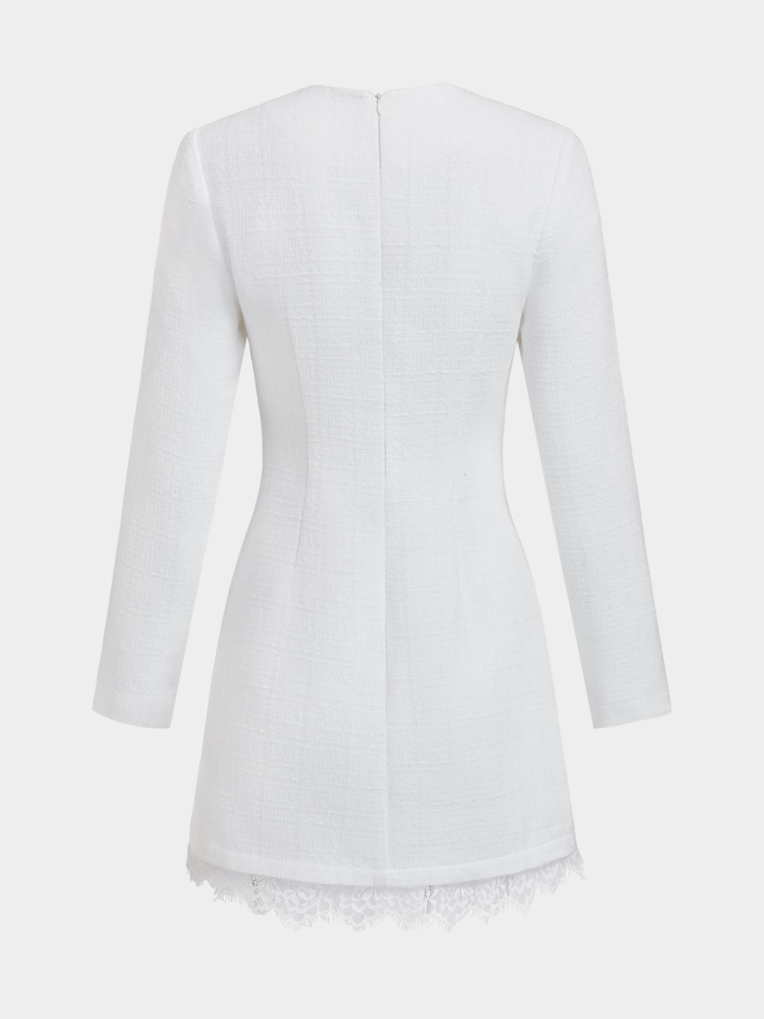 Valantomode | Chic Asymmetric Tweed Mini Dress with Lace Trim