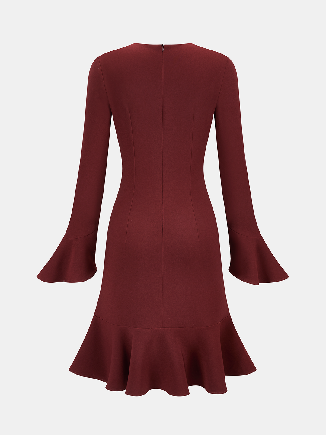 Valantomode | Chic Bell Sleeve Ruffle Asymmetrical Fitted Dress