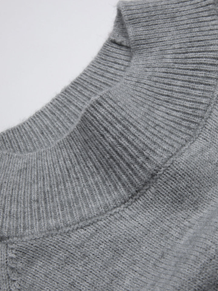 Valantomode | Chic Mock Neck Ribbed Knit Dress with Cinched Waist