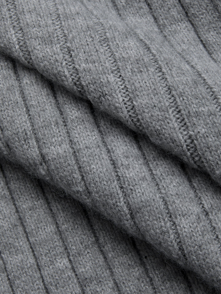 Valantomode | Chic Mock Neck Ribbed Knit Dress with Cinched Waist