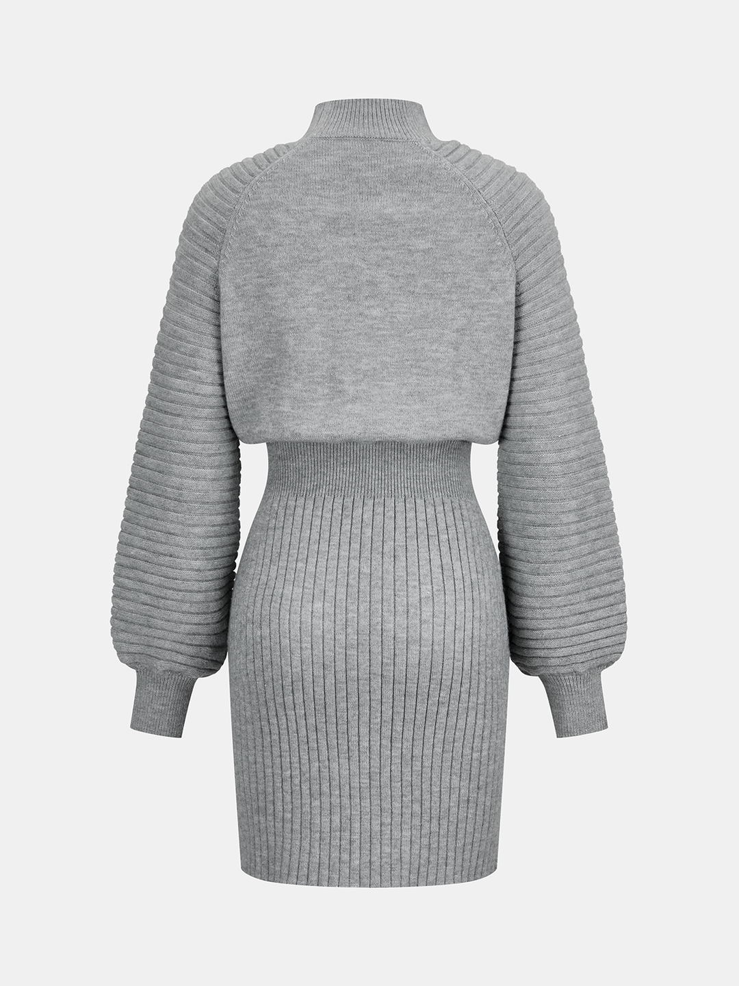 Valantomode | Chic Mock Neck Ribbed Knit Dress with Cinched Waist