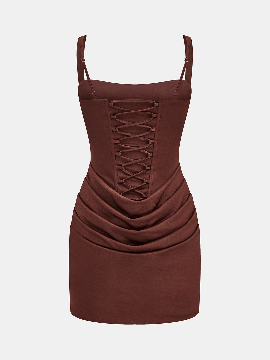 Valantomode | Chic Ruched Corset Mini Dress with Back Lace-Up Detail
