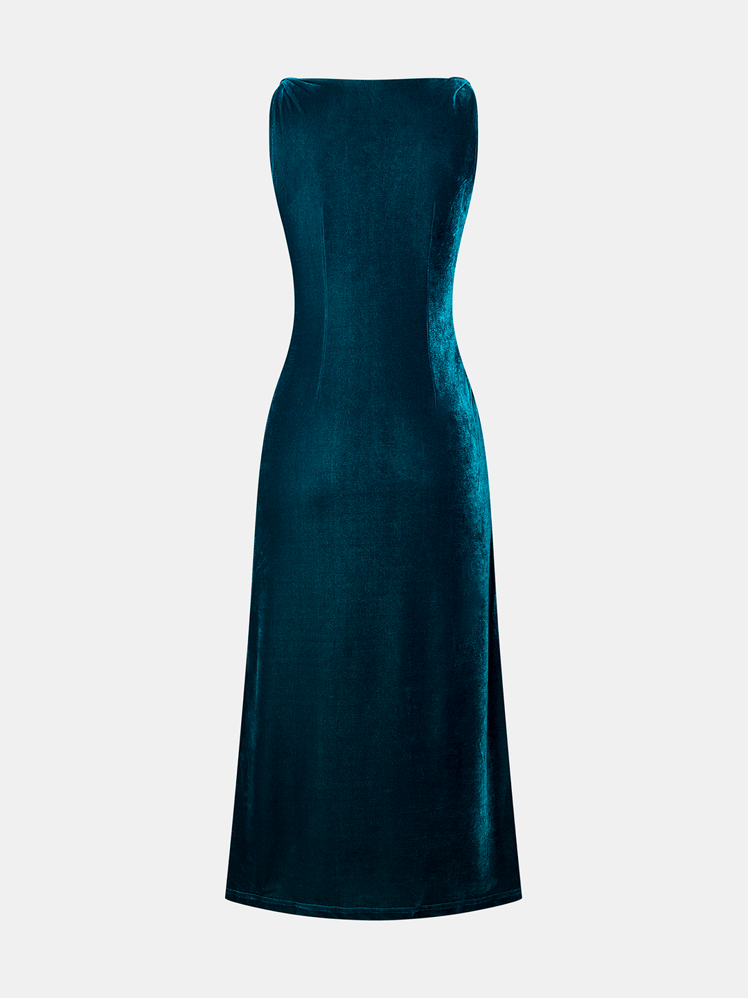 Valantomode | Luxe Velvet Sleeveless Cowl Neck Ruched Dress