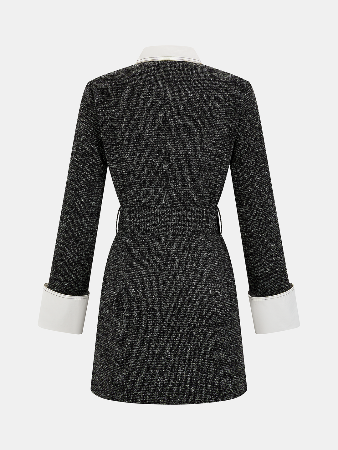Valantomode | Chic Contrast-Collar Belted Mini Dress for Effortless Style