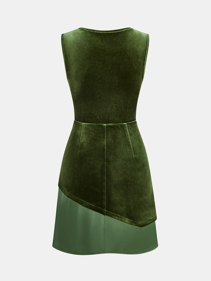 Valantomode | Luxe Velvet Asymmetric Sleeveless Dress for Chic Style