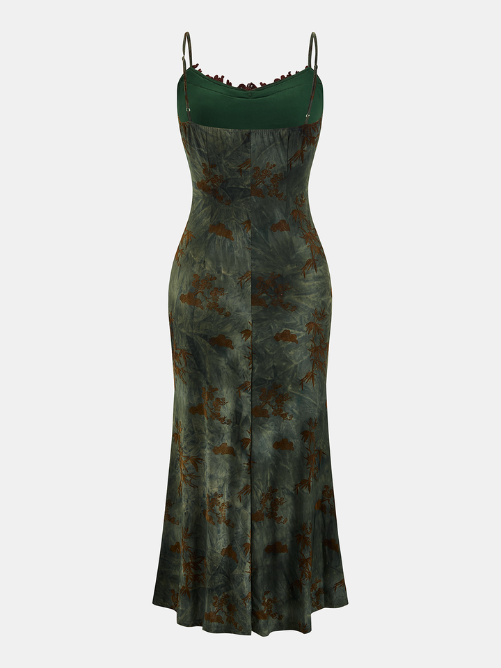 Valantomode | Chic Flocked Print Cami Midi Dress for Effortless Style
