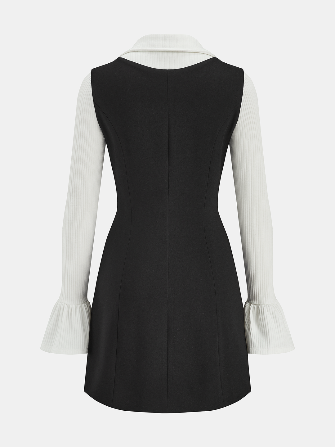 Valantomode | Chic Collared Knit Mini Dress with Flared Sleeves