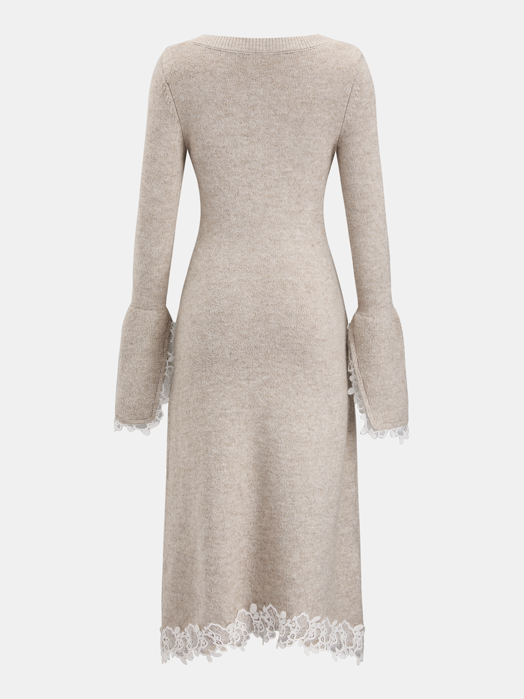 Valantomode | Chic Wool-Blend Lace-Trim Square-Neck Dress