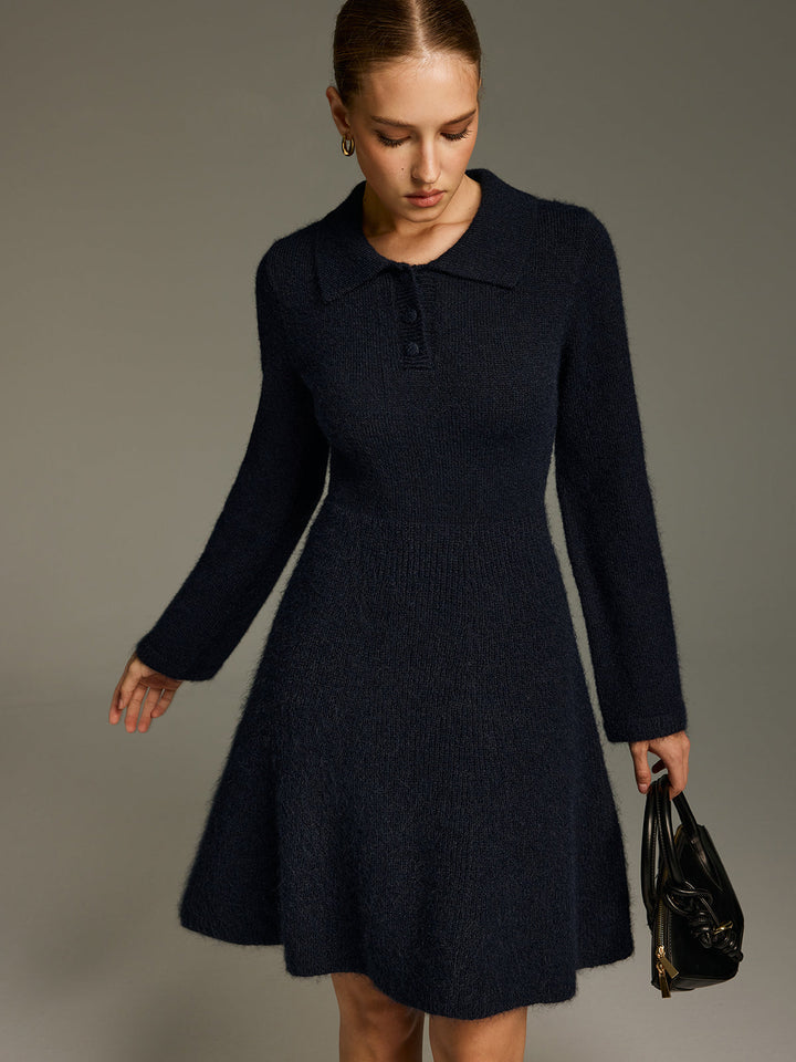 Valantomode | Chic Wool-Blend Polo Mini Dress for Effortless Style