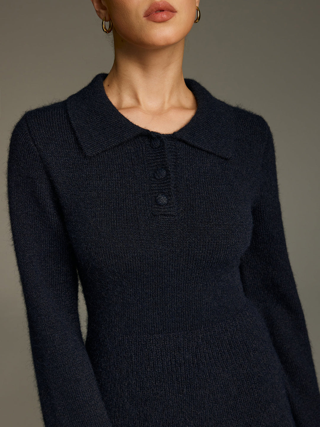 Valantomode | Chic Wool-Blend Polo Mini Dress for Effortless Style