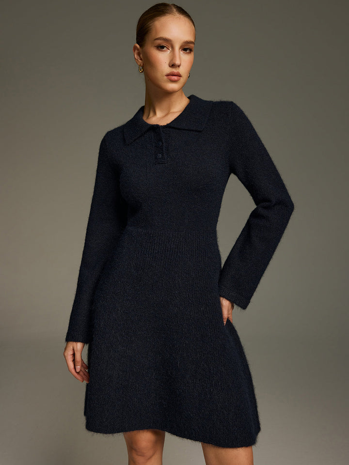 Valantomode | Chic Wool-Blend Polo Mini Dress for Effortless Style