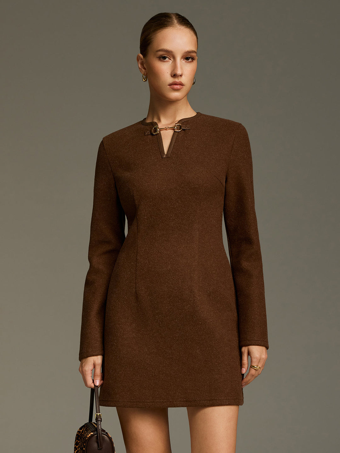 Valantomode | Chic A-Line Mini Dress with Horsebit Accent