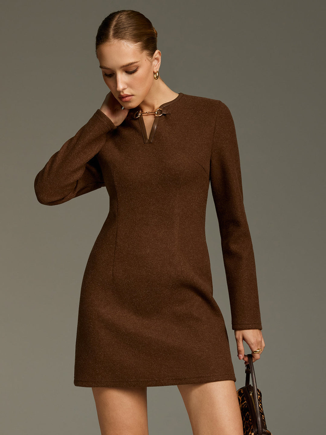 Valantomode | Chic A-Line Mini Dress with Horsebit Accent