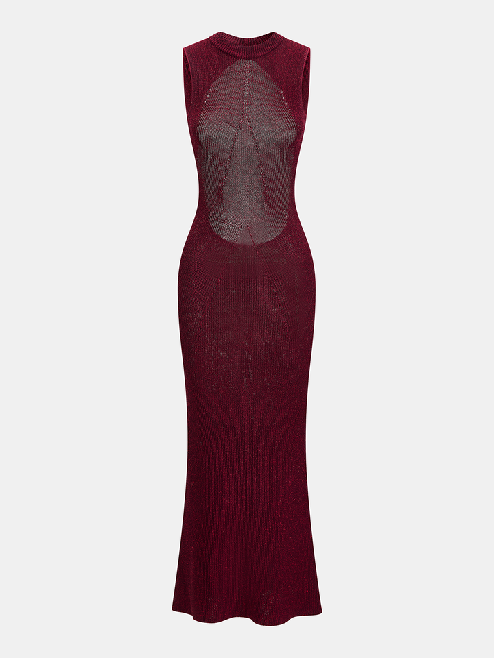 Valantomode | Sparkling Backless Sleeveless Maxi Dress for Glam Nights