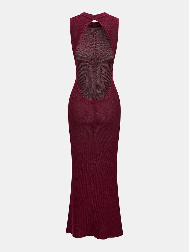 Valantomode | Sparkling Backless Sleeveless Maxi Dress for Glam Nights