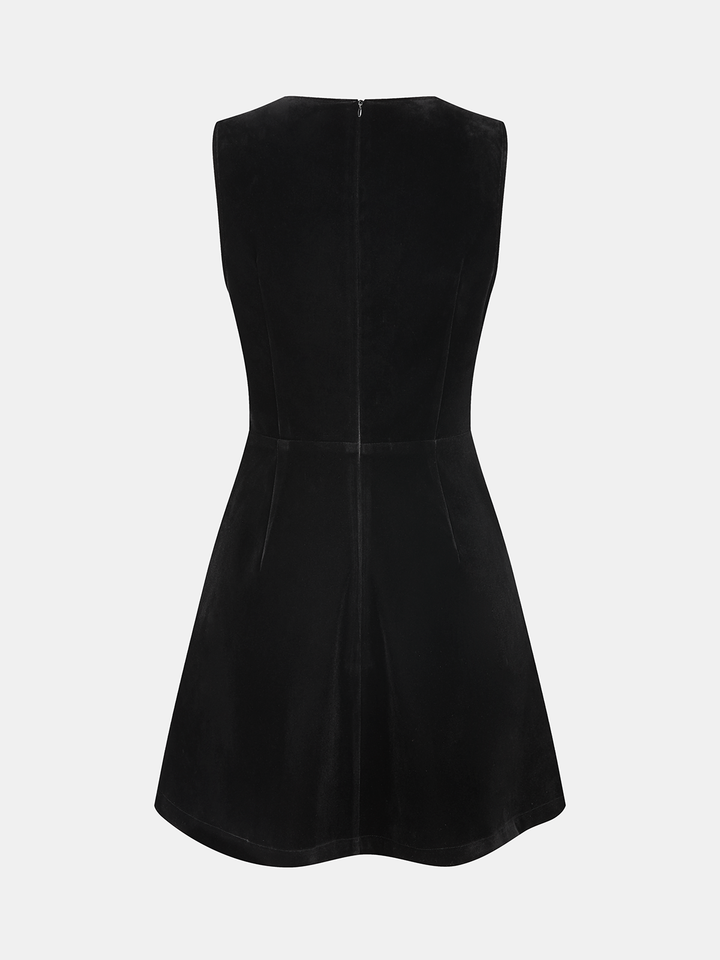Valantomode | Chic Velvet Mini Dress with Bow Detail