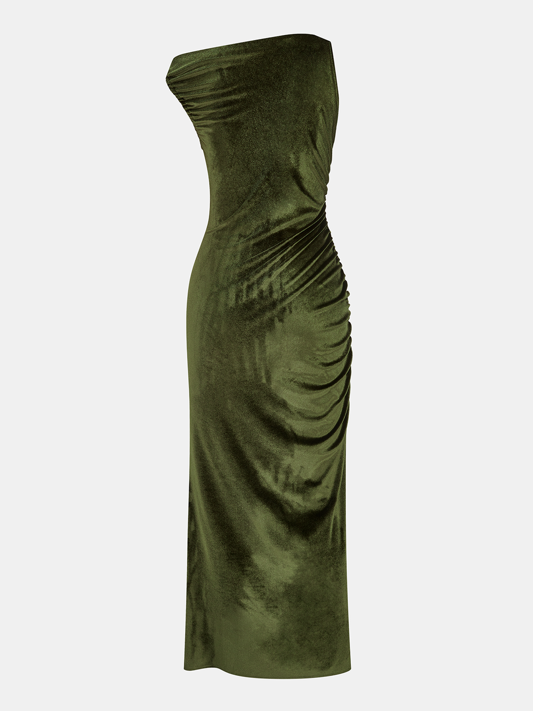 Valantomode | Luxe Velvet Ruched Slit Maxi Dress for Effortless Elegance