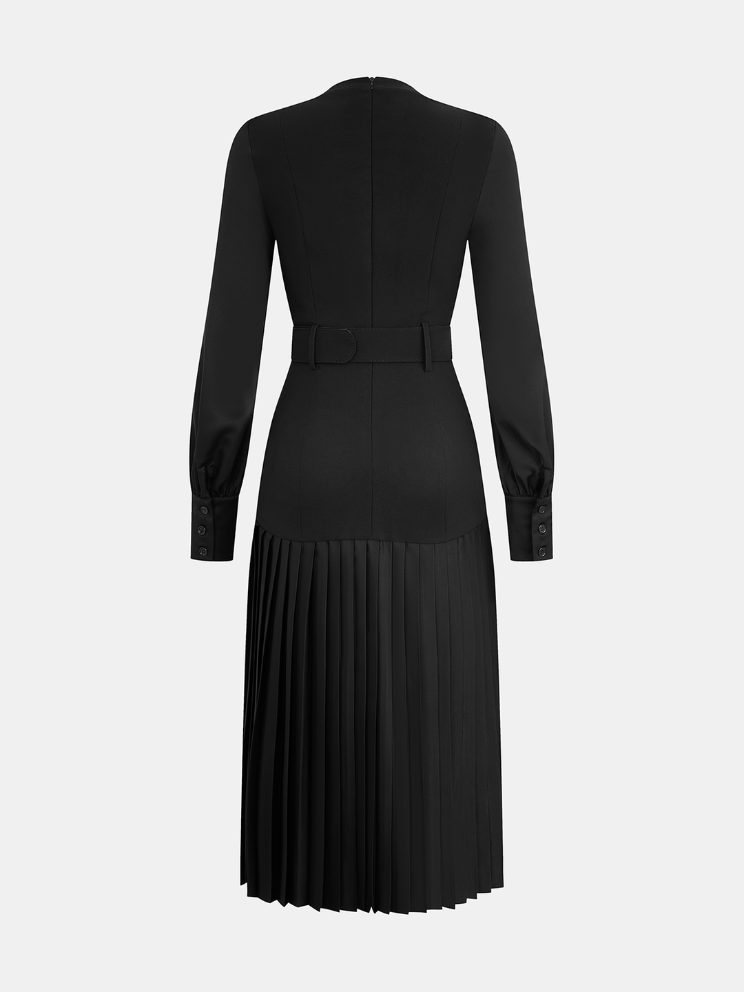 Valantomode | Chic Twisted V-Neck Pleated Midi Dress with Belt