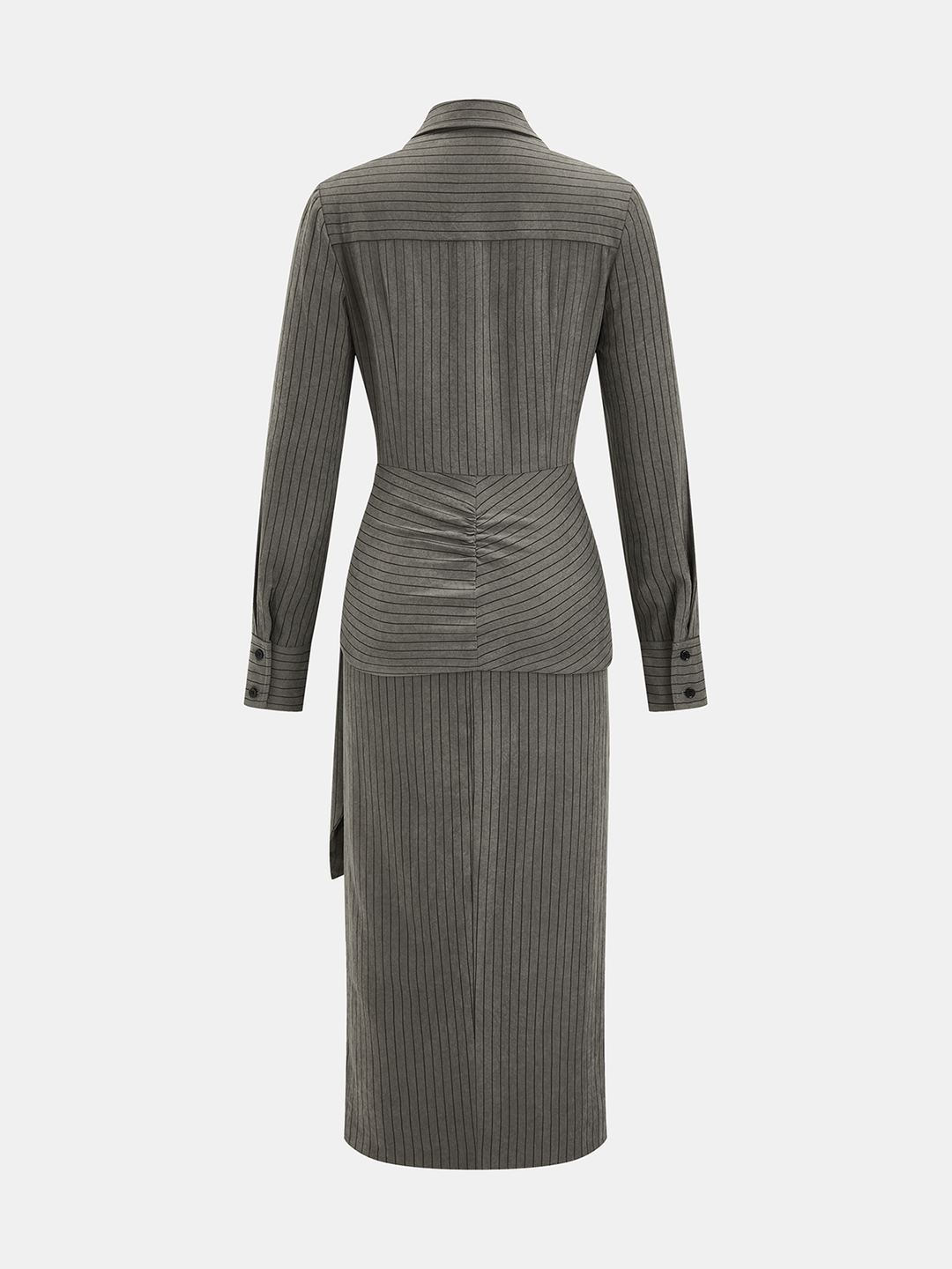 Valantomode | Chic Pinstripe Wrap Shirt Dress for Effortless Style