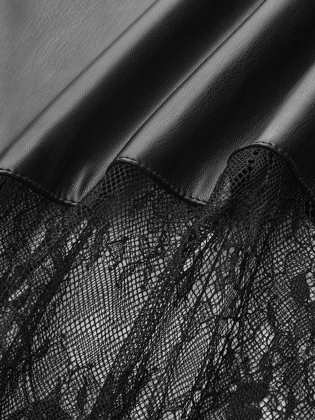 Valantomode | Asymmetrical Cami Dress with Lace Panel & Faux Leather