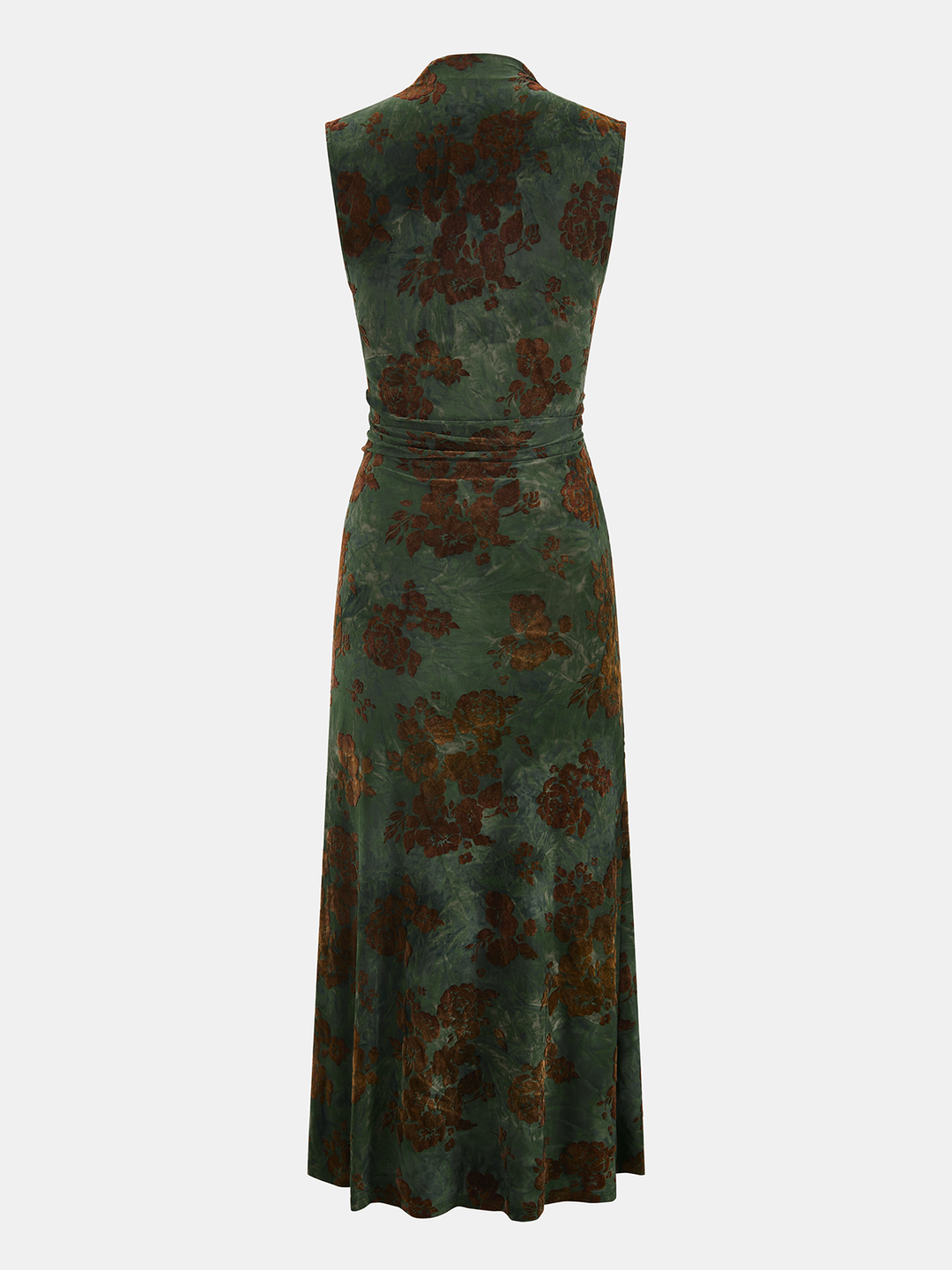 Valantomode | Elegant Flocked Floral Sleeveless Maxi Dress