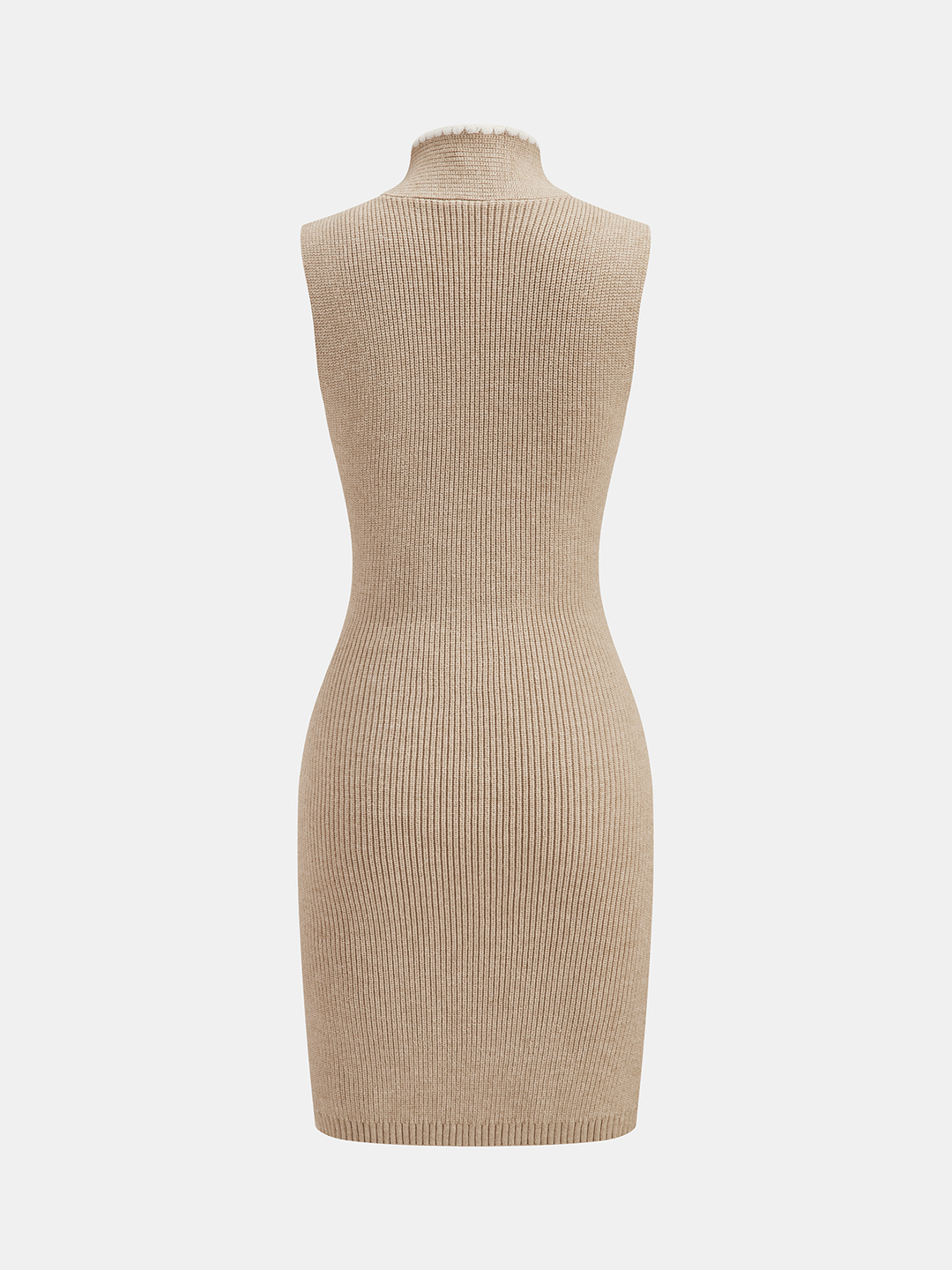 Valantomode | Chic Tie-Neck Sleeveless Knit Dress with Contrast Trim