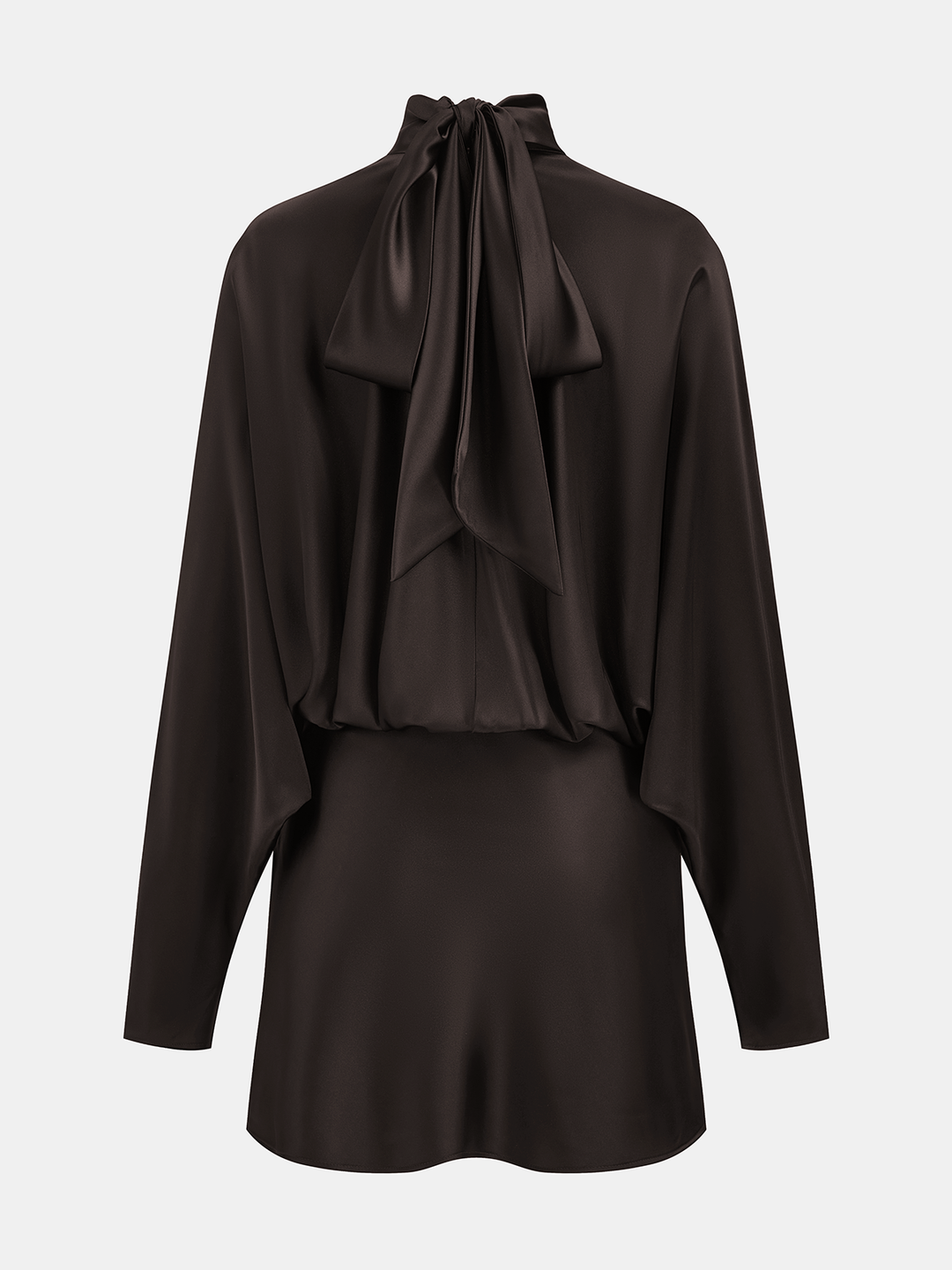 Valantomode | Elegant Tie-Neck Satin Mini Dress for Chic Occasions