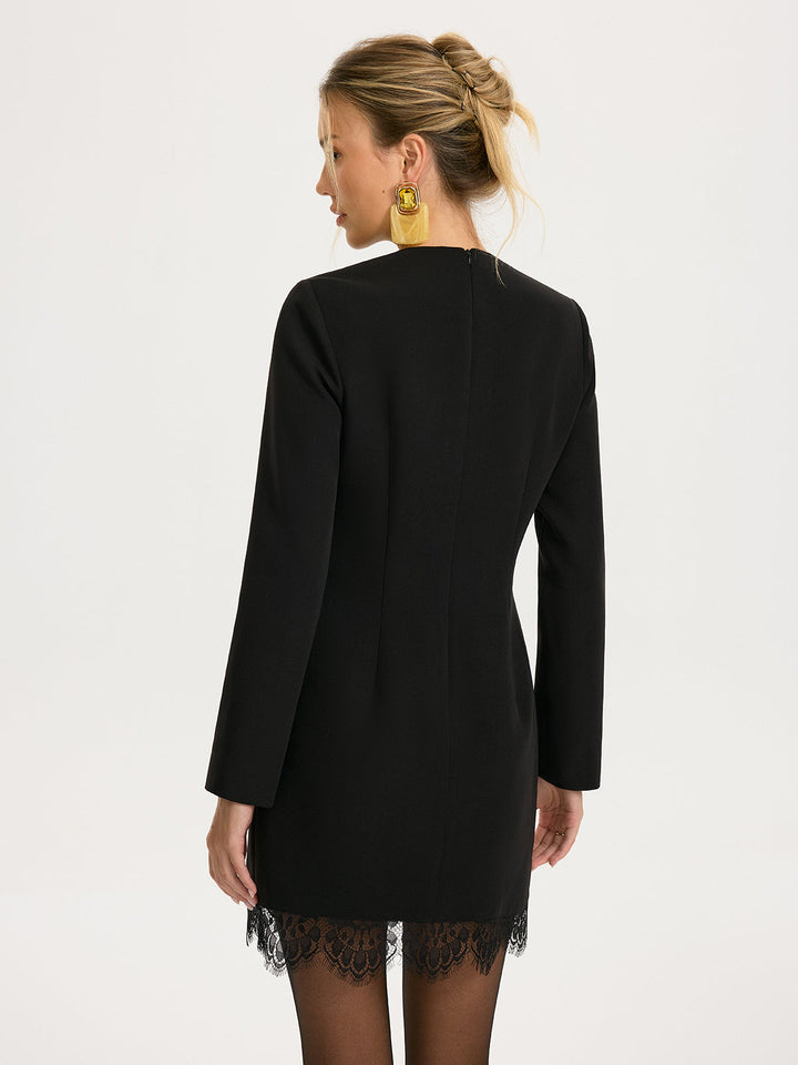 Valantomode | Elegant Lace Trim Mini Dress for Chic Occasions