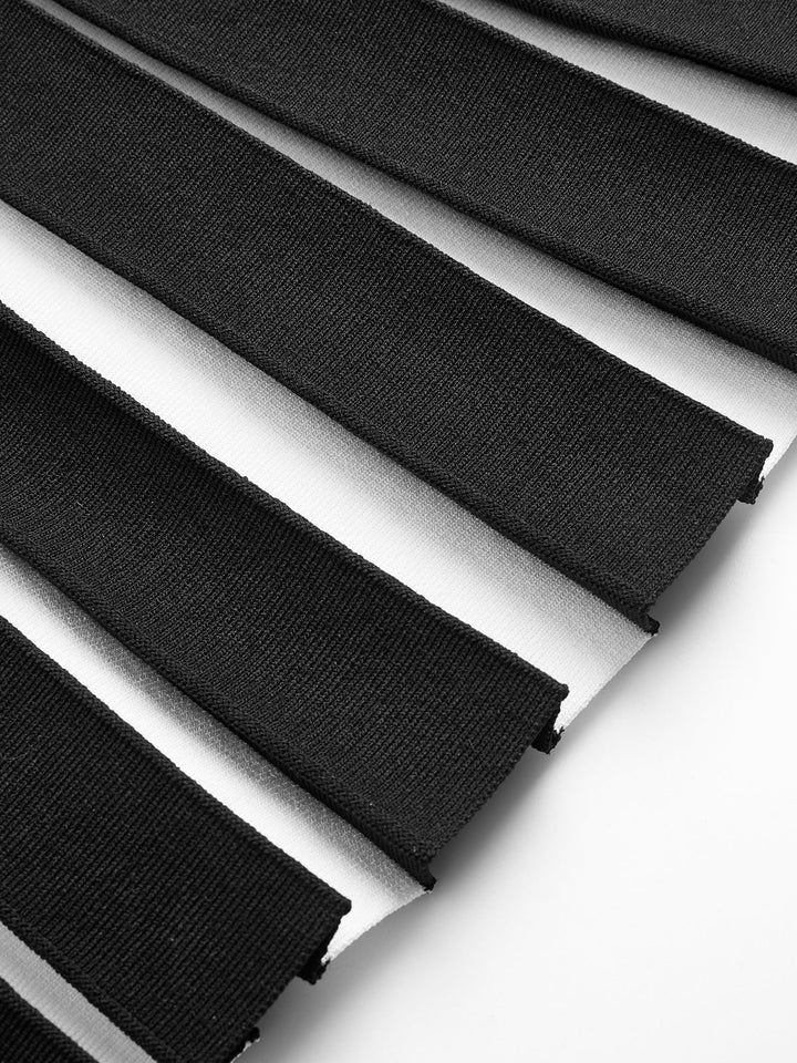 Valantomode | Stylish Contrast Pleated Sleeveless Knit Dress