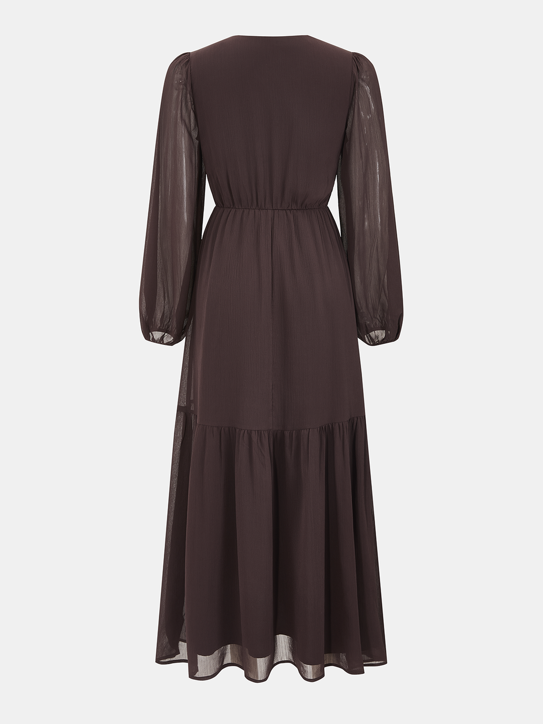 Valantomode | Elegant V-Neck Puff-Sleeve Chiffon Maxi Dress