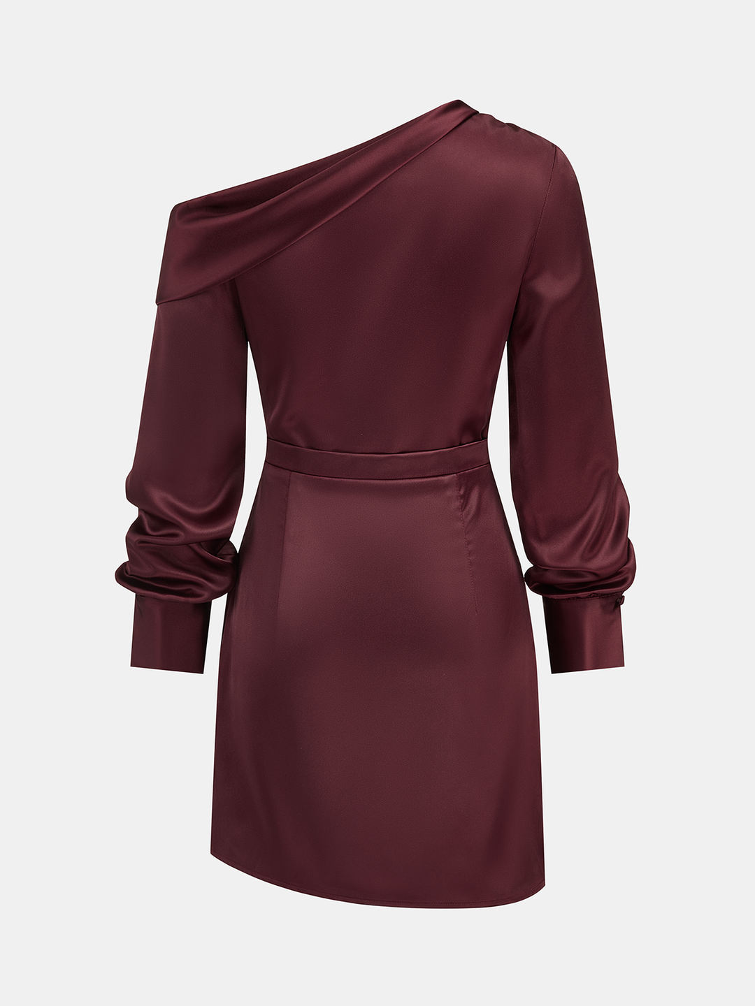 Valantomode | Elegant Off-Shoulder Ruched Satin Long Sleeve Dress