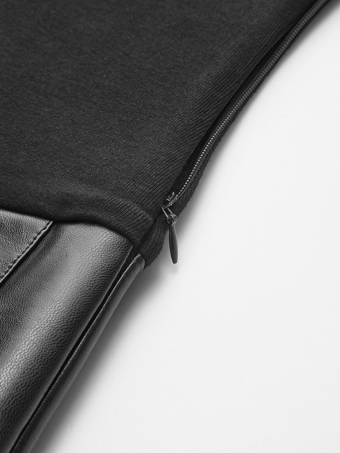 Valantomode | Chic Faux Leather Pleated Long Sleeve Dress
