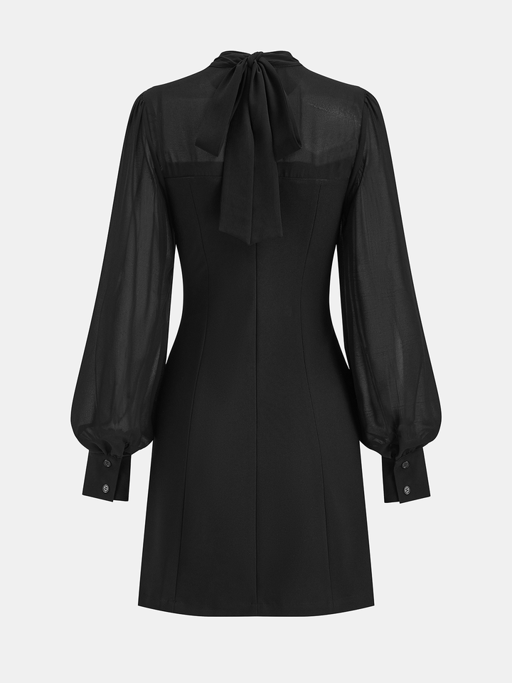 Valantomode | Elegant Sheer Chiffon A-Line Mini Dress for Effortless Style