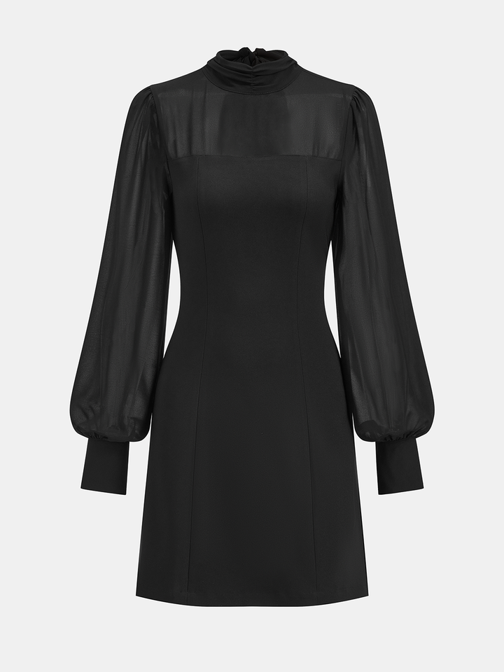 Valantomode | Elegant Sheer Chiffon A-Line Mini Dress for Effortless Style