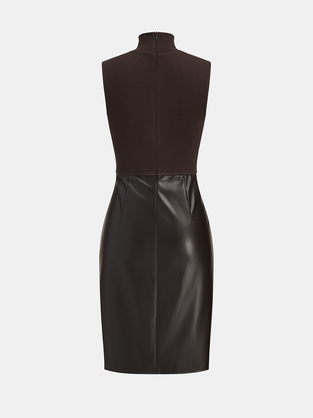 Valantomode | Chic Ruched Faux Leather Sleeveless Dress for Effortless Style
