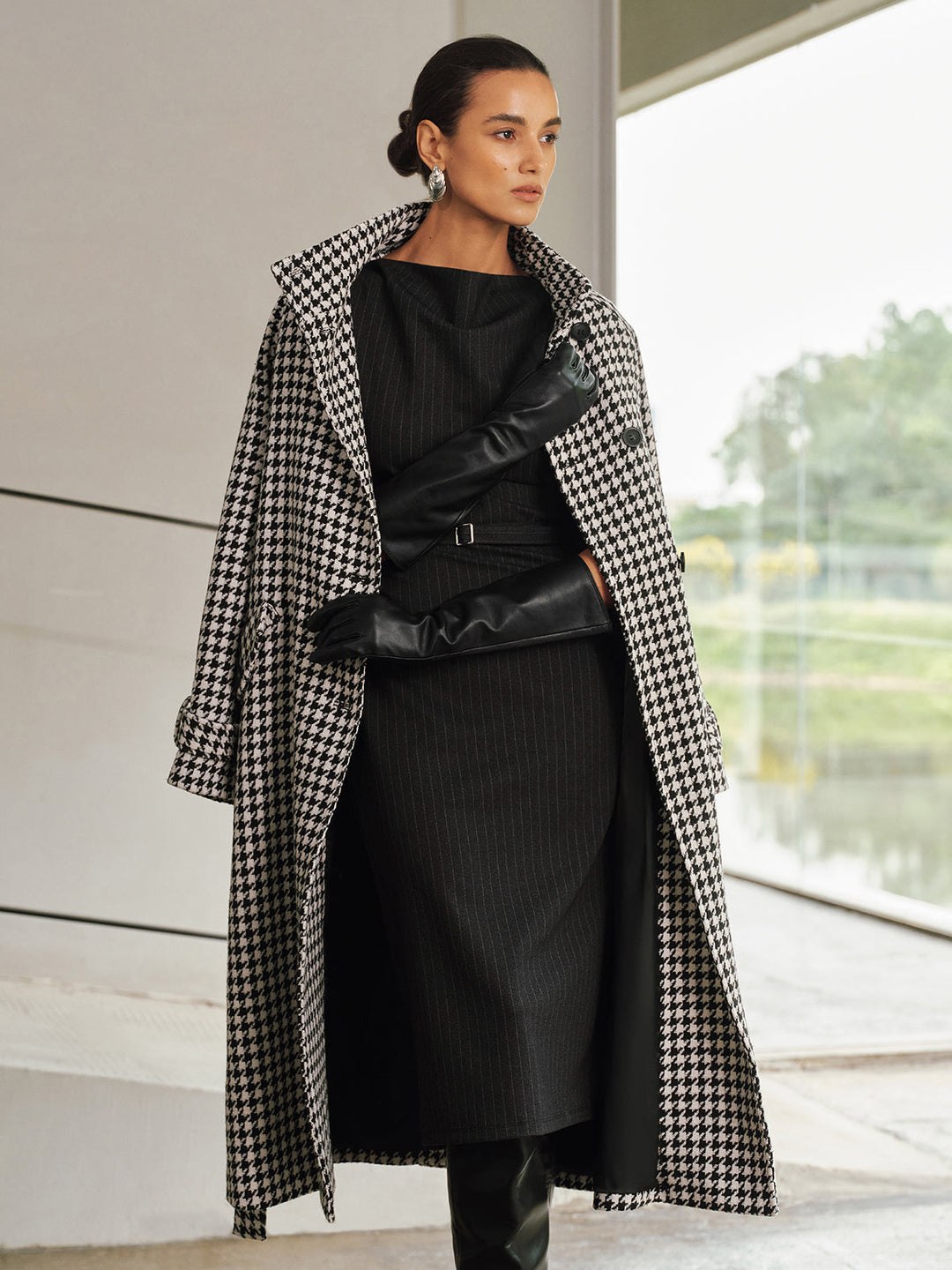 Valantomode | Chic Pinstripe Belted Maxi Dress with Cap Sleeves