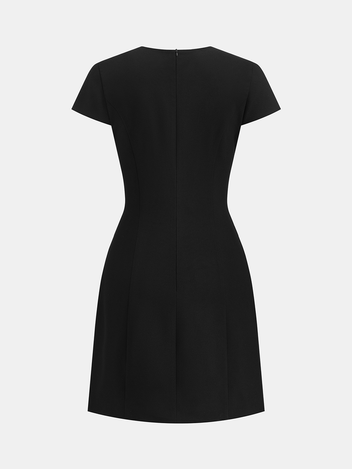 Valantomode | Chic Keyhole Mini Dress with Short Sleeves