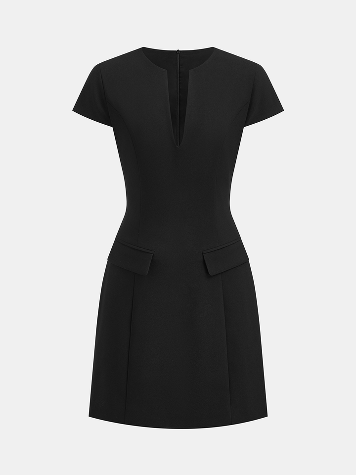 Valantomode | Chic Keyhole Mini Dress with Short Sleeves