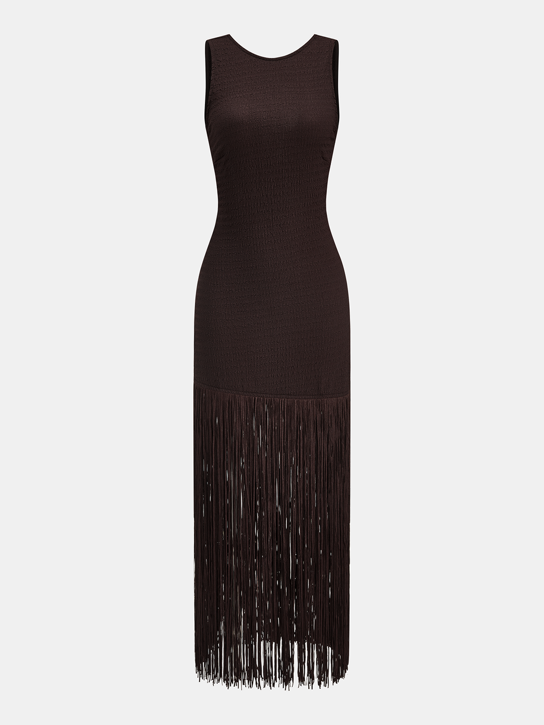 Valantomode | Backless Sleeveless Fringe Midi Dress for Chic Elegance