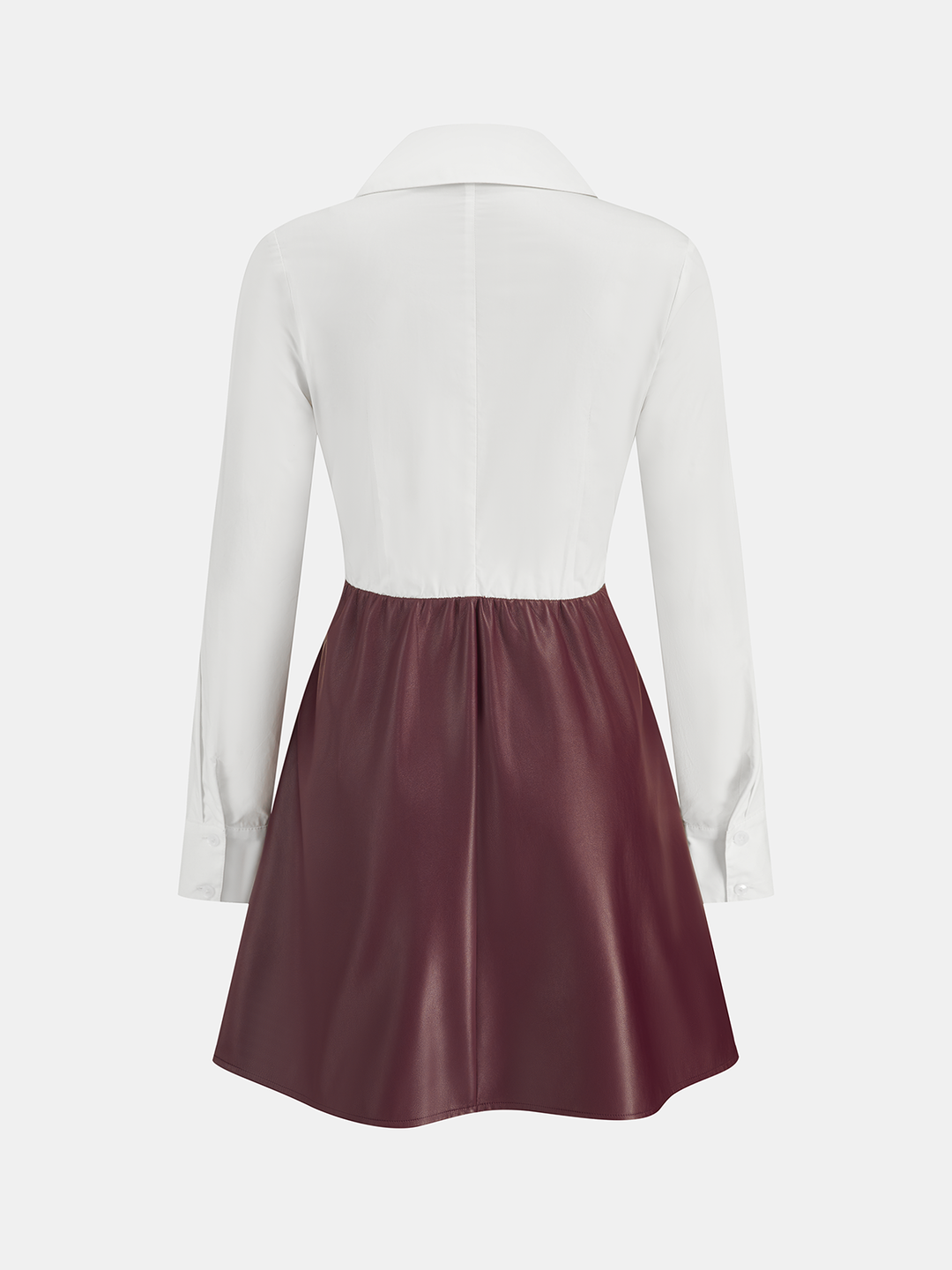 Valantomode | Asymmetric Faux Leather & Shirt Panel Dress