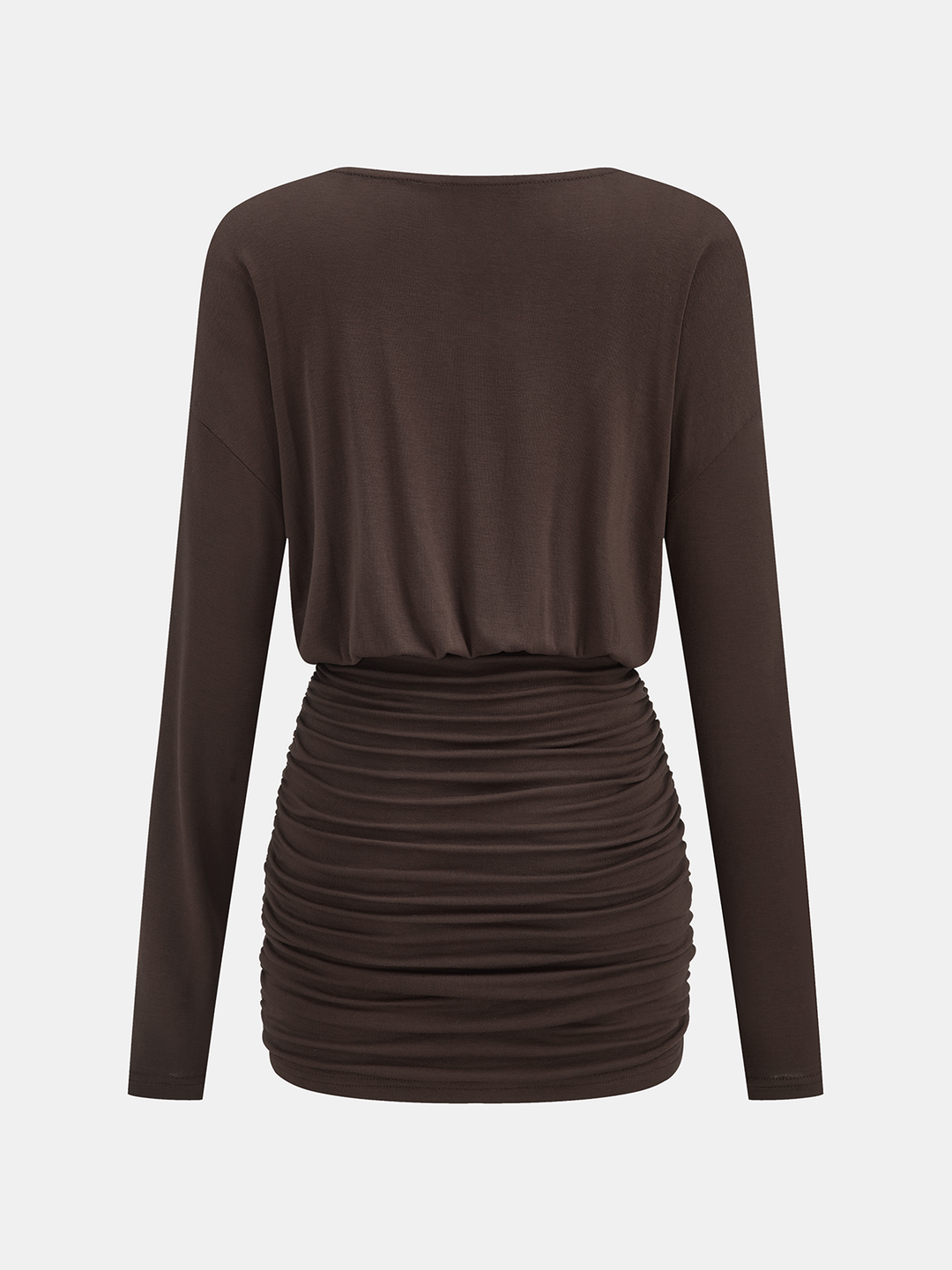 Valantomode | Chic Ruched Mini Dress with Buckle Detail and Long Sleeves