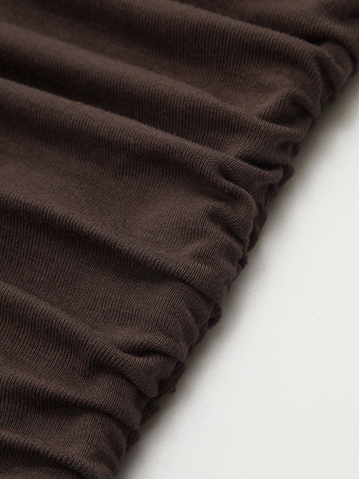 Valantomode | Chic Ruched Mini Dress with Buckle Detail and Long Sleeves