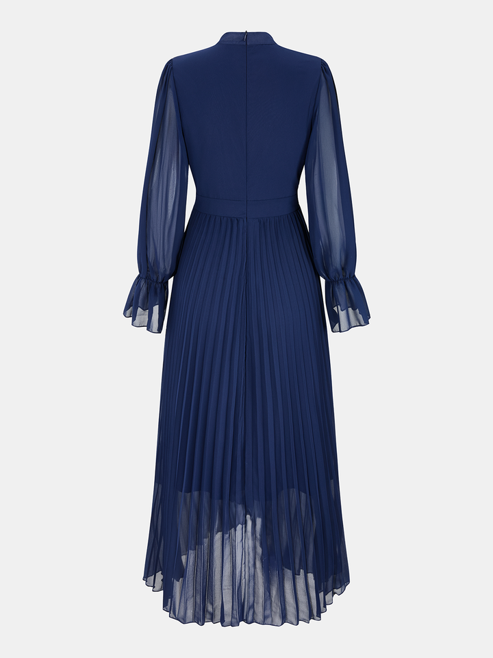 Valantomode | Elegant Pleated Chiffon Ruffle Maxi Dress for Women