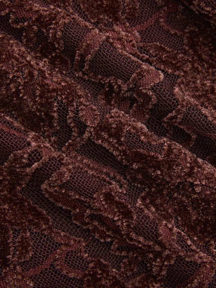 Valantomode | Elegant Lace-Jacquard Long-Sleeve Mini Dress