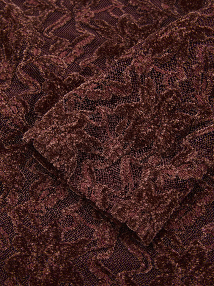 Valantomode | Elegant Lace-Jacquard Long-Sleeve Mini Dress