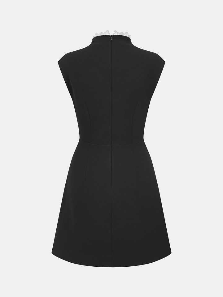 Valantomode | Elegant Lace Trim Sleeveless Dress for Effortless Style