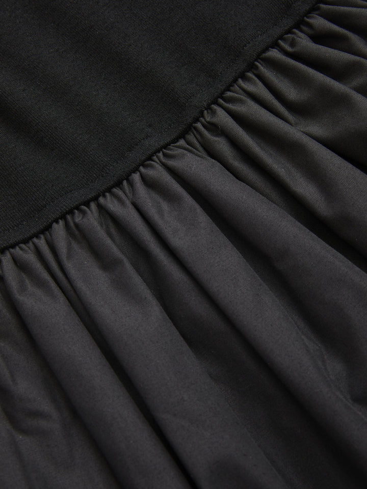 Valantomode | Fitted Long-Sleeve Dress with Tiered Ruffle Hem